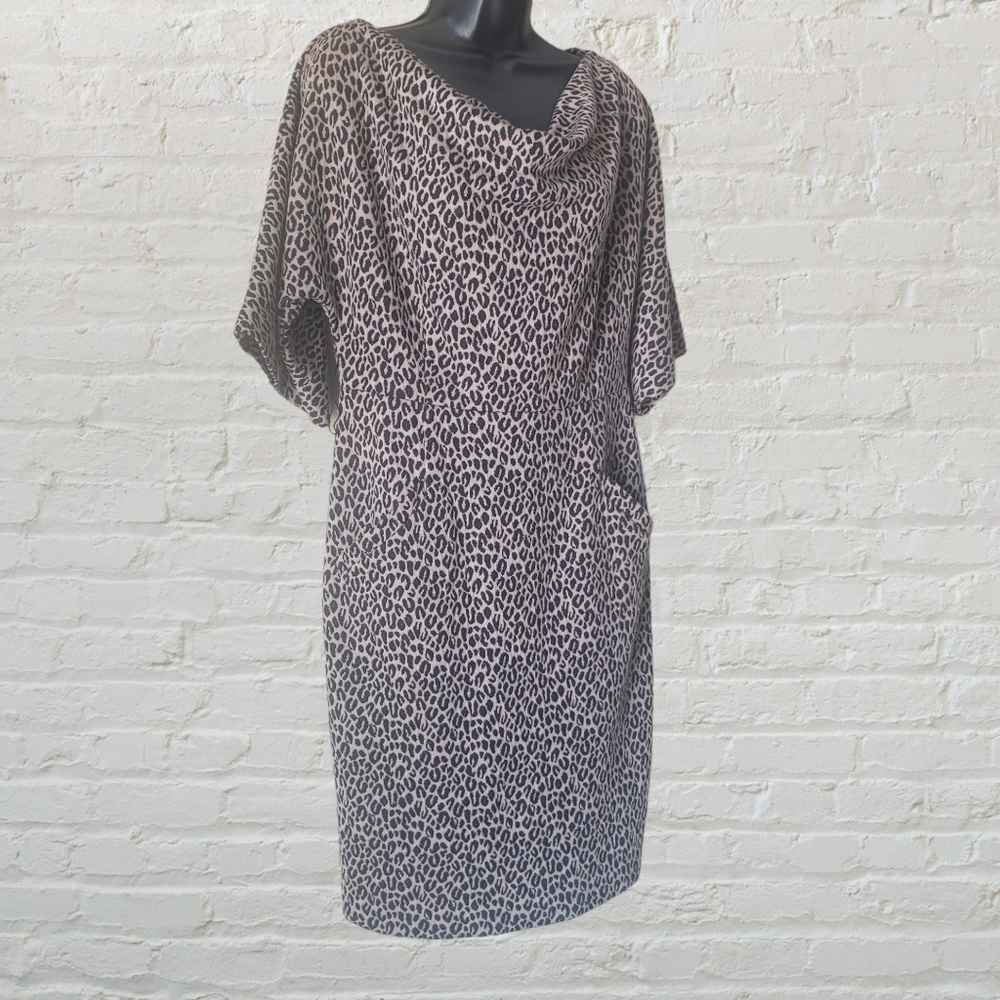 Women's Vintage Animal Print Cowl Neck Dress Size 8